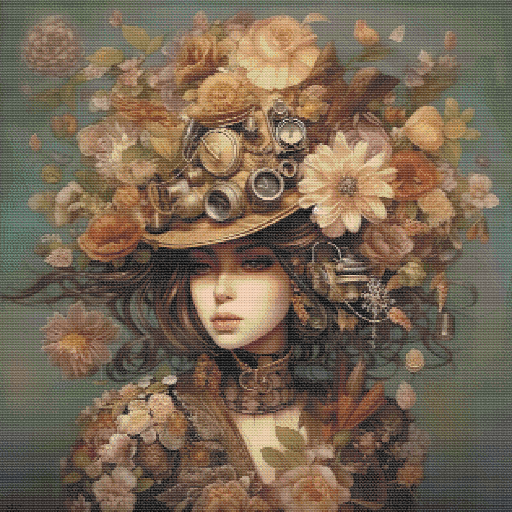 II001 - Steampunk Lady Cross Stitch Pattern