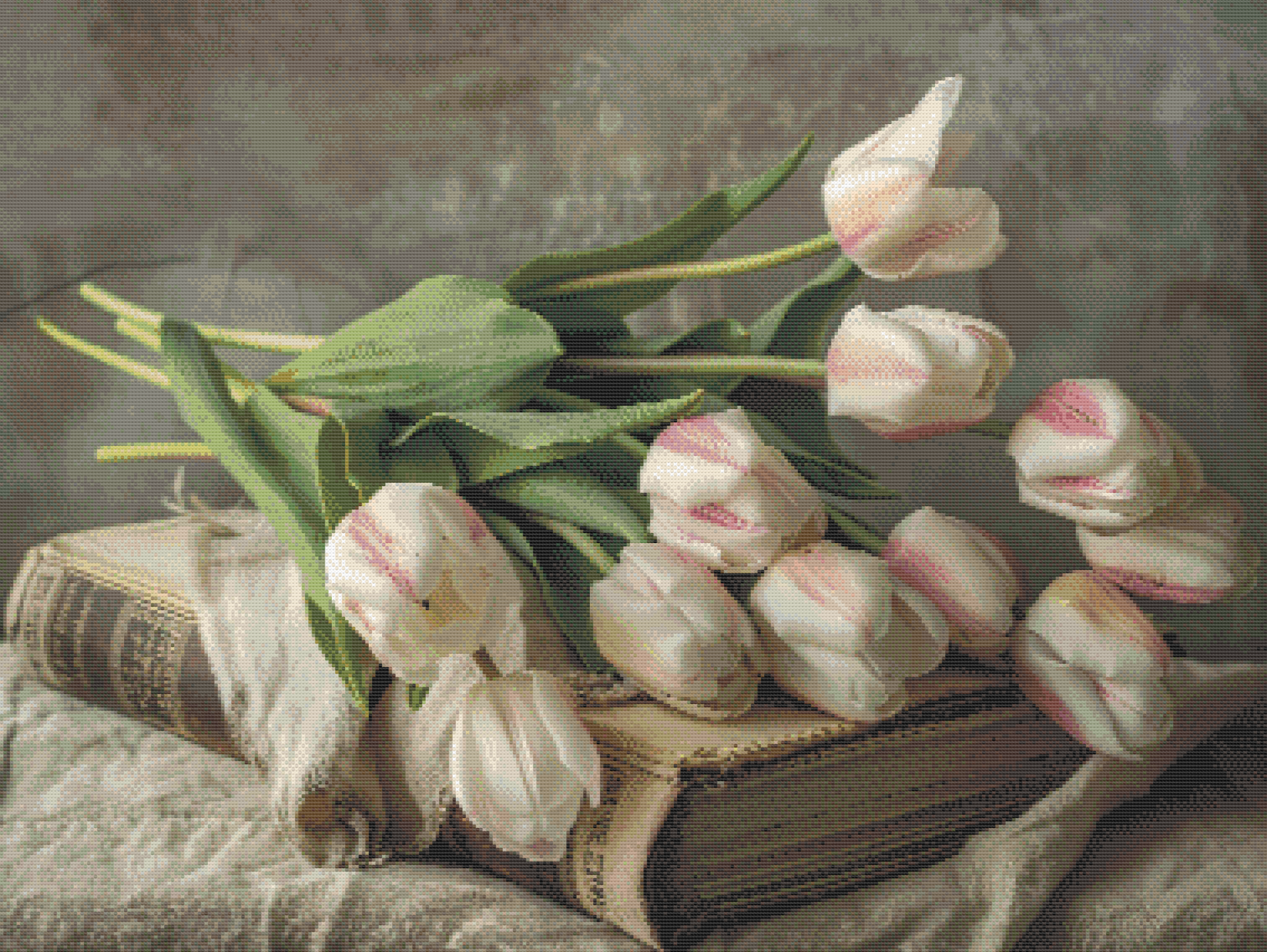 IP001 - Fresh Tulips on an antique book